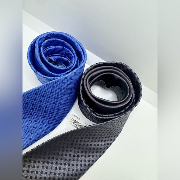 NWT - Michael Kors  Men’s Silk Patterned Bundle Blue Black Necktie - Picture 6 of 10